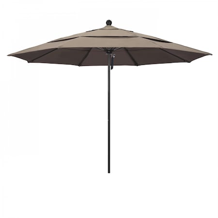 California Umbrella 11' Black Aluminum Market Patio Umbrella, Sunbrella Taupe 194061333433